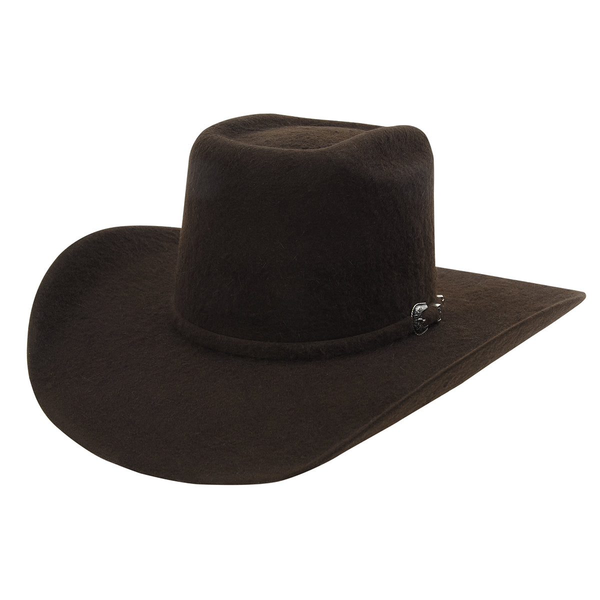 Cuernos Chuecos 10x grizzly finish felt western hat brick crown.