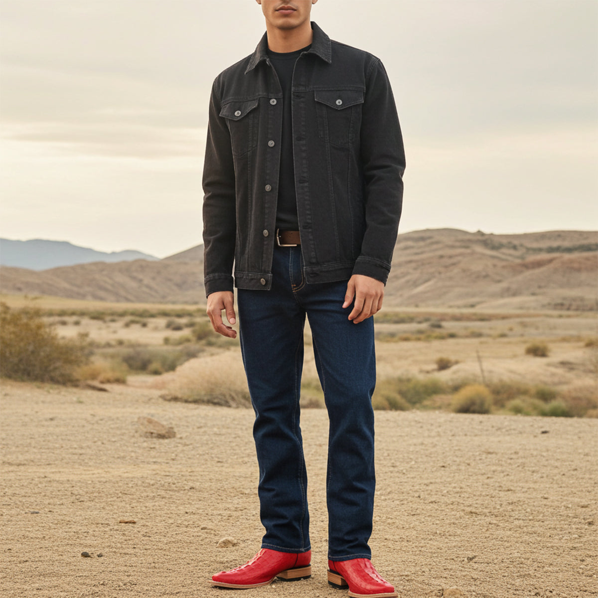 Man wearing red cowboy boots