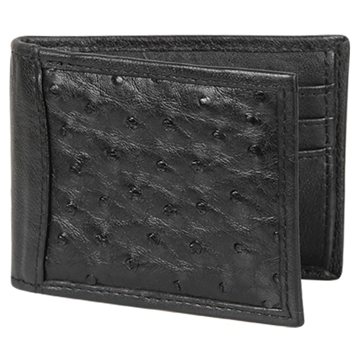 Black Ostrich Money Clip Wallet