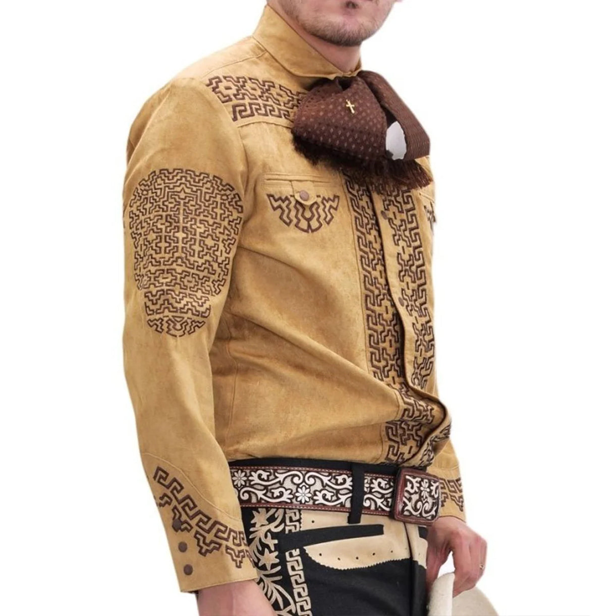 Mustard embroidered western shirt