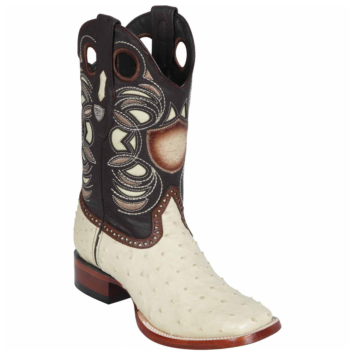 Off-White Ostrich Square Toe Cowboy Boot