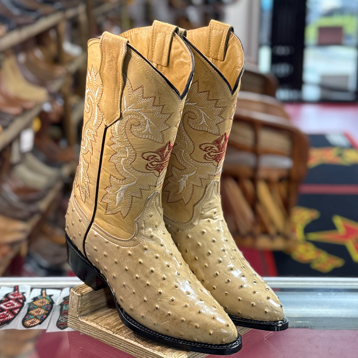 Oryx Ostrich Print Boots J-toe