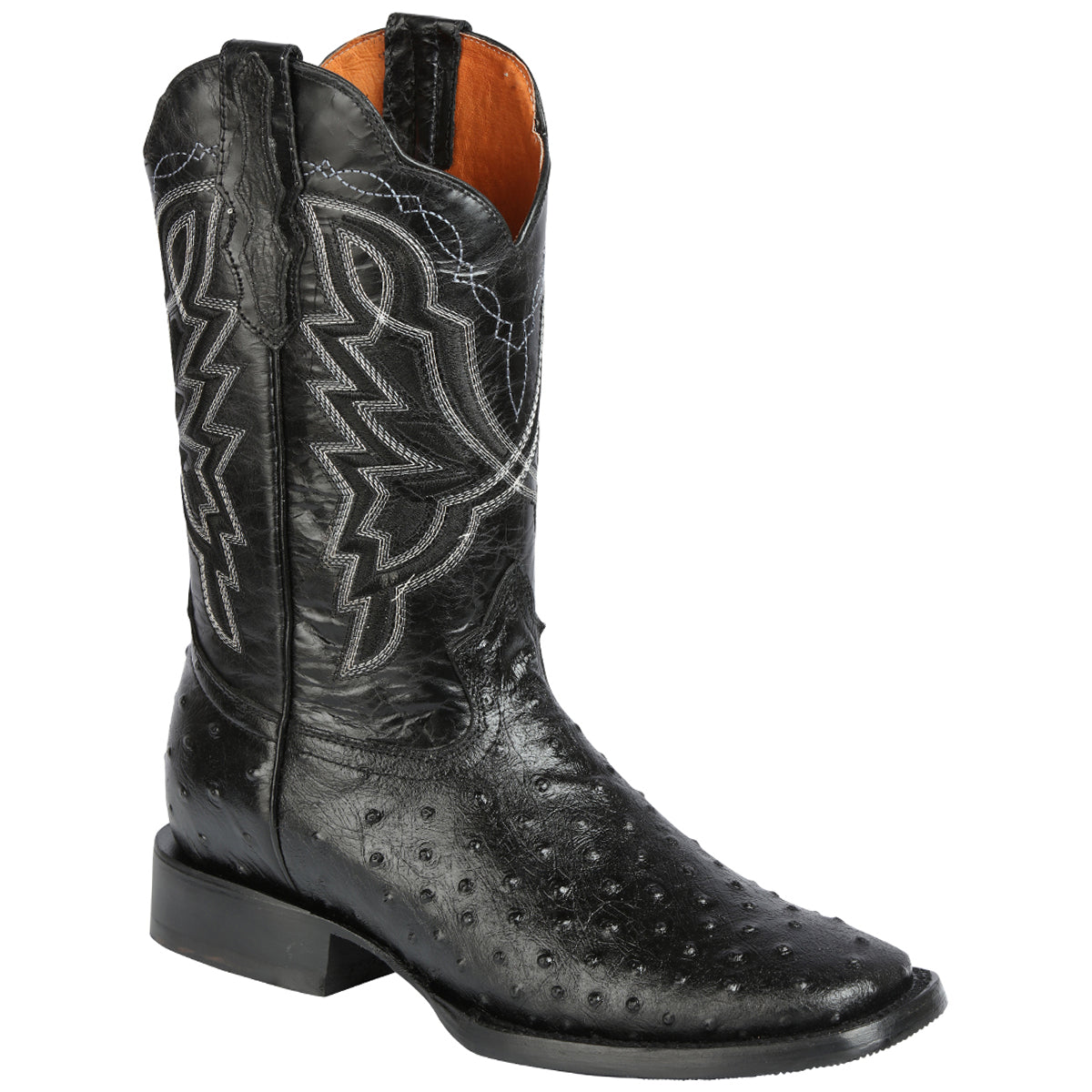 Printed Ostrich Square Toe Boots