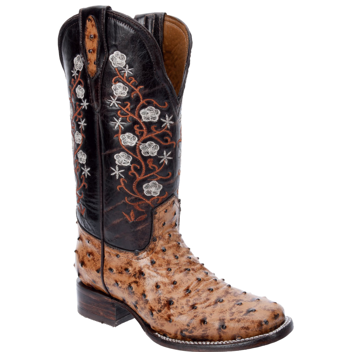 Honey brown Printed Ostrich Cowgirl Boot