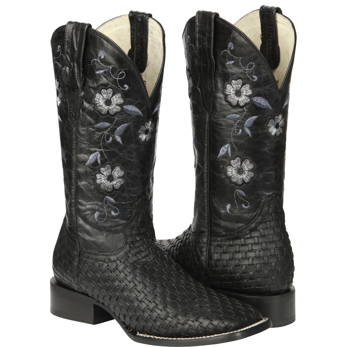 Black Petatillo Square Toe Cowgirl Boots