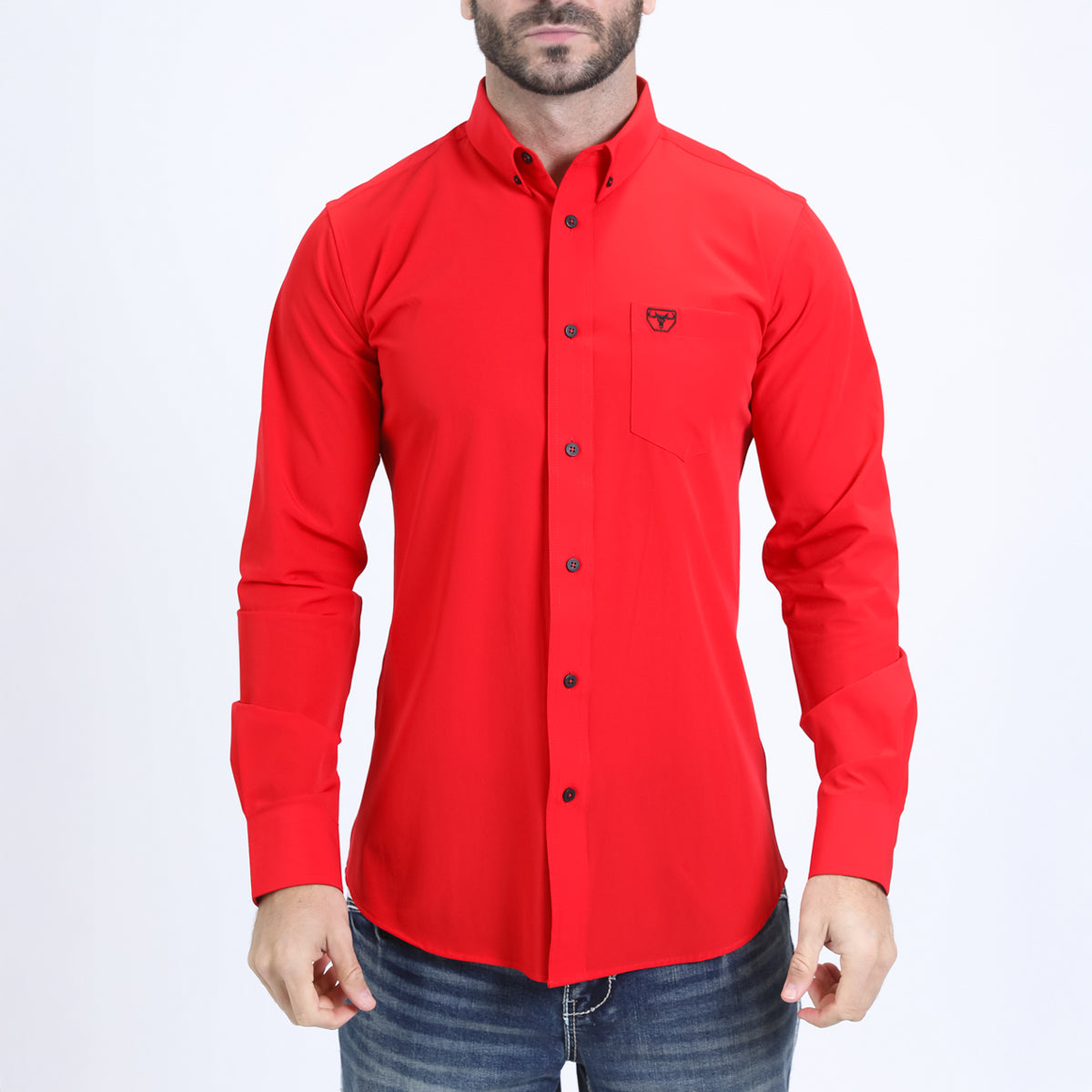 Red men's dress shirt