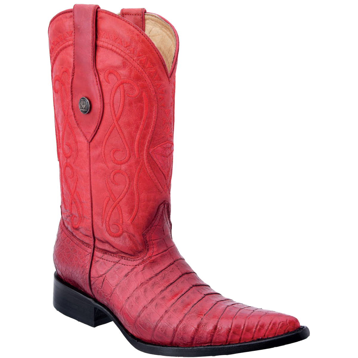 Red Caiman Boots Pointed Toe