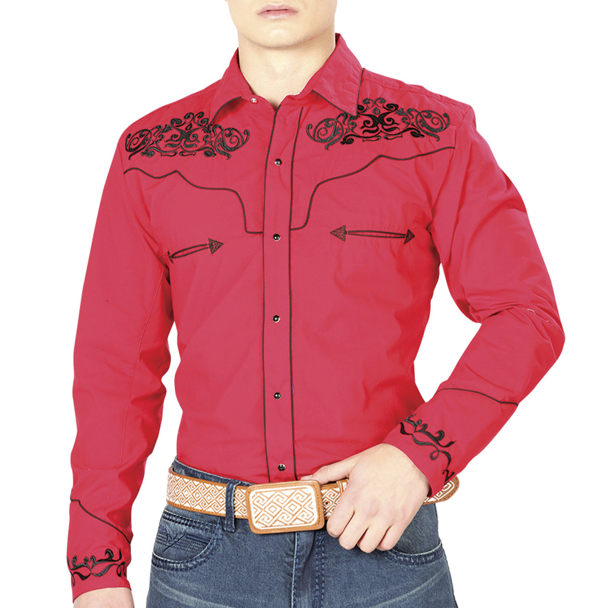 mexican cowboy dress shirts Rangers 141CA01 Mens Western Shirt Black J.C. Western Wear