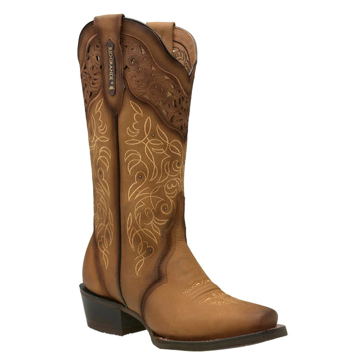 Brown square toe cowgirl boot