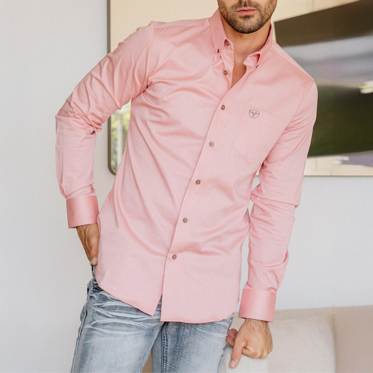 Pink men's dress shirt