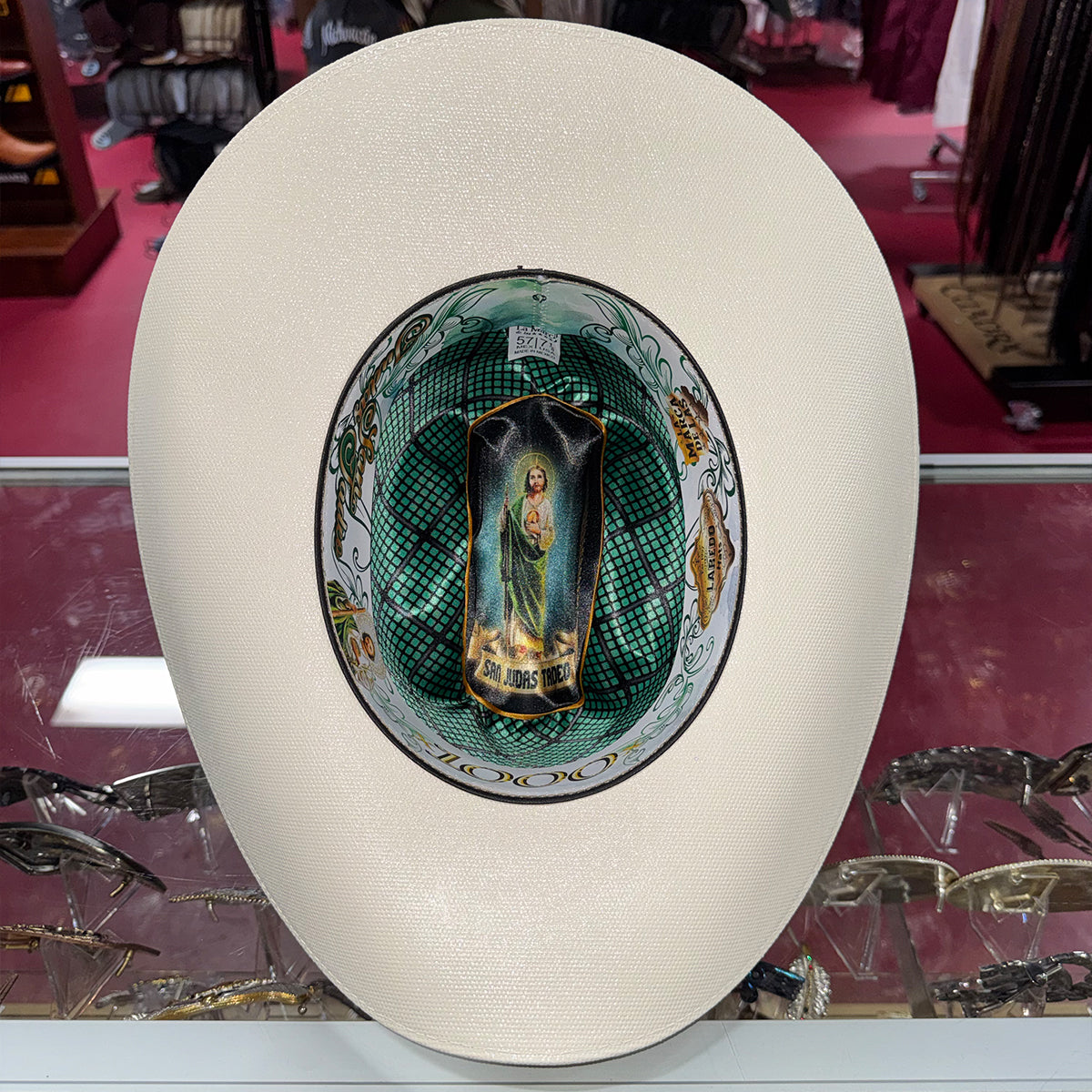 Inside view of Laredo hats San Judas liner.