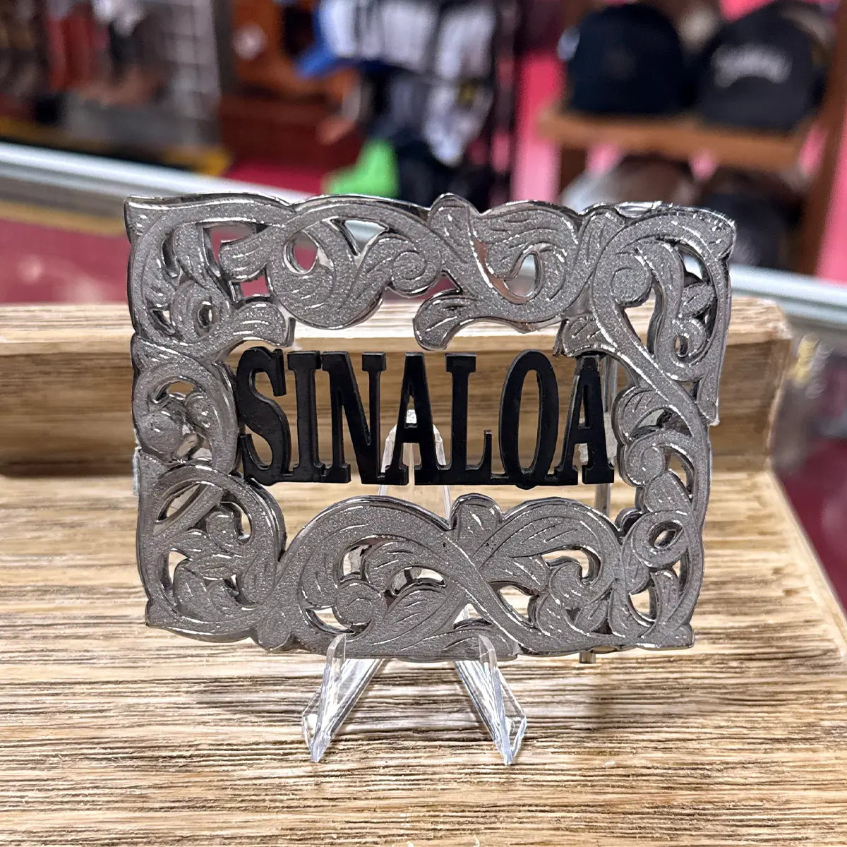Sinaloa Silver & Black Filigree Western Belt Buckle