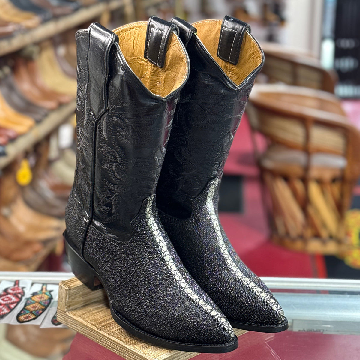 Black Stingray Print Boots