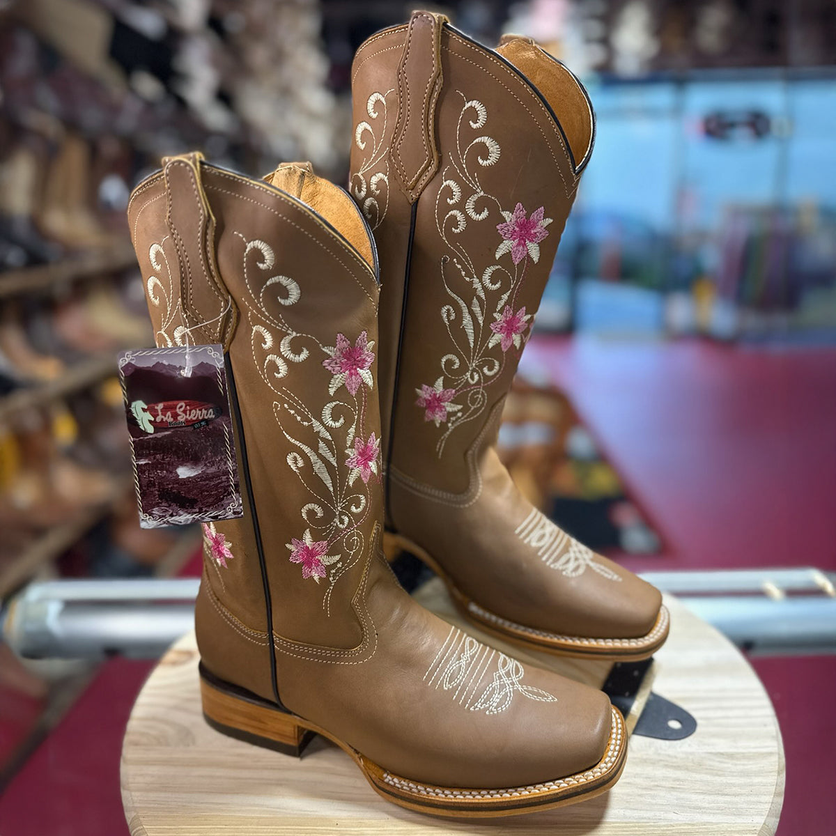 Tan Square Toe Cowgirl Boots
