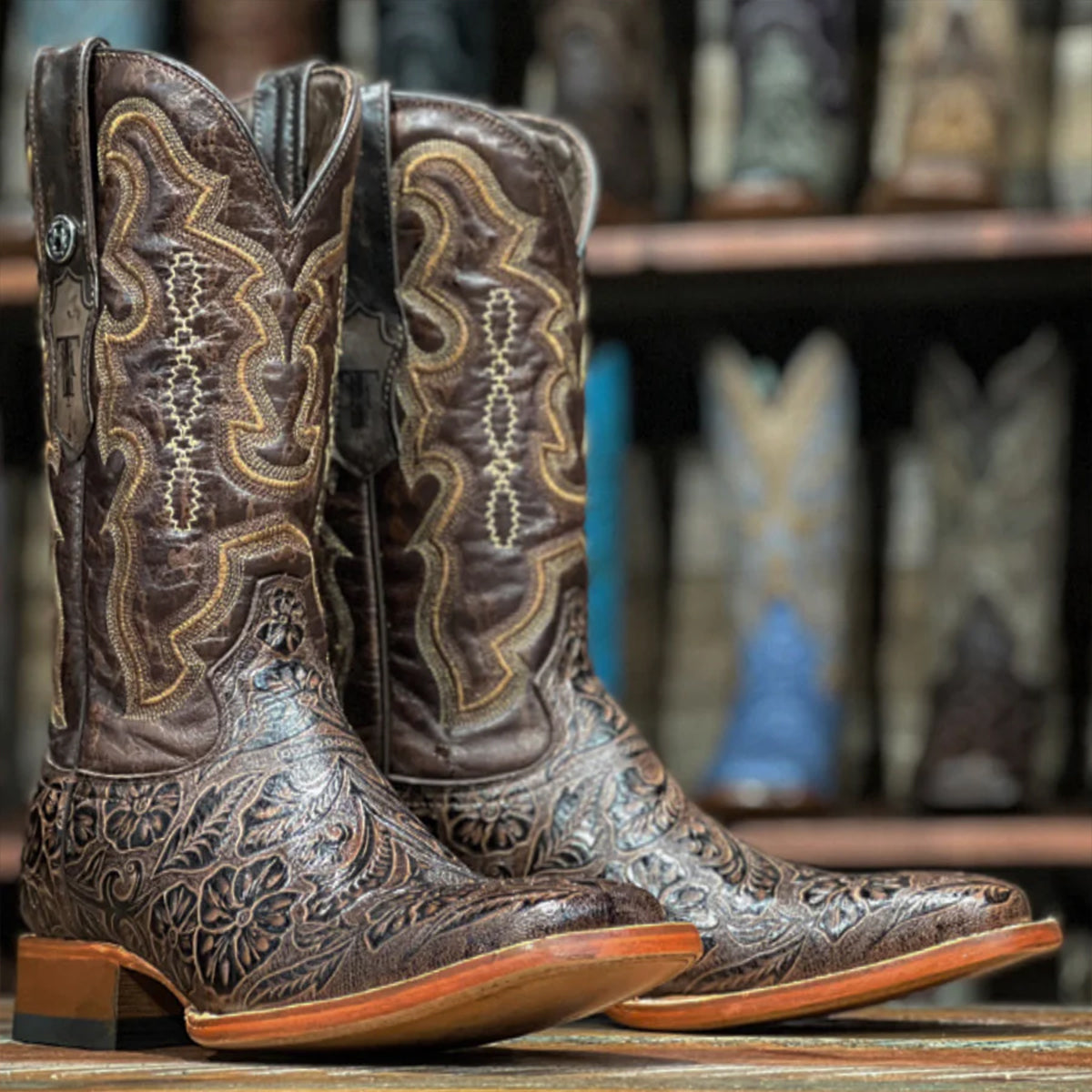 Mens handtooled boots by Tanner Mark Boots
