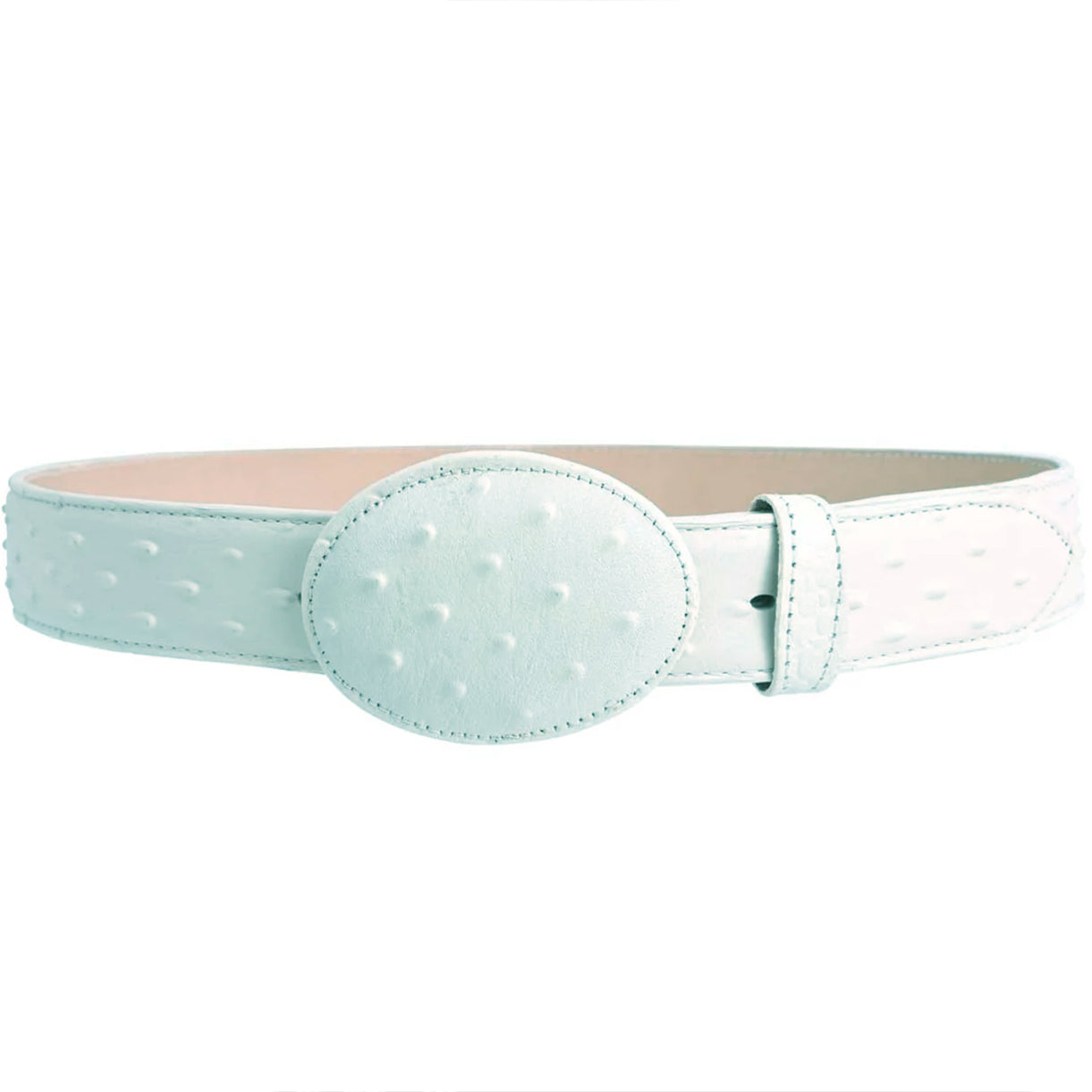 White Ostrich Print Belt
