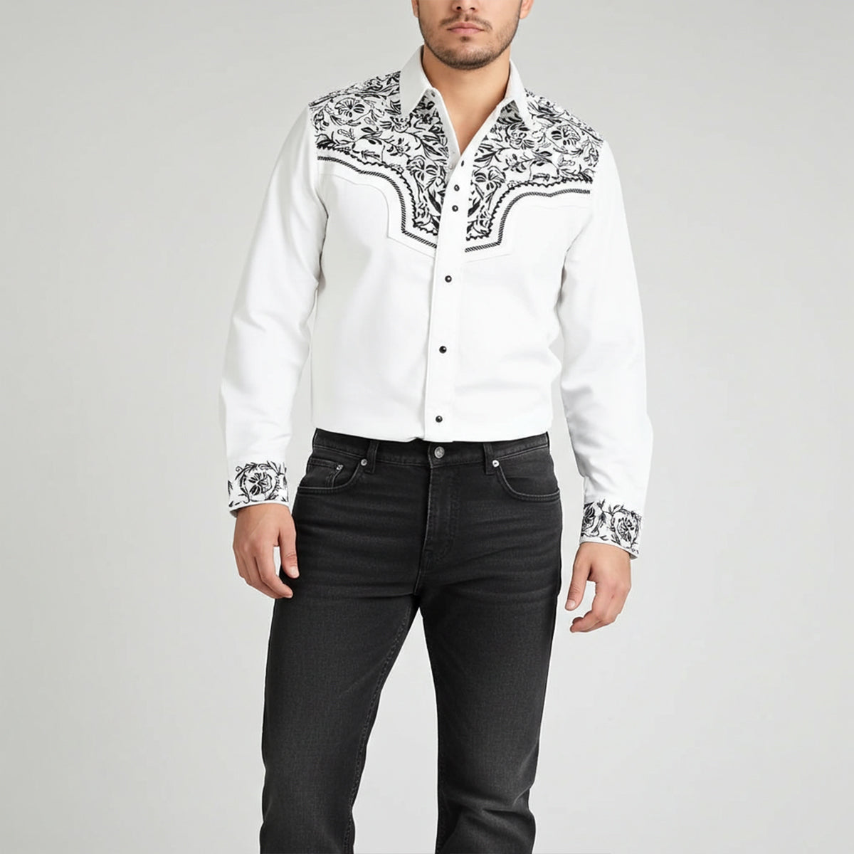 Men's white western shirt