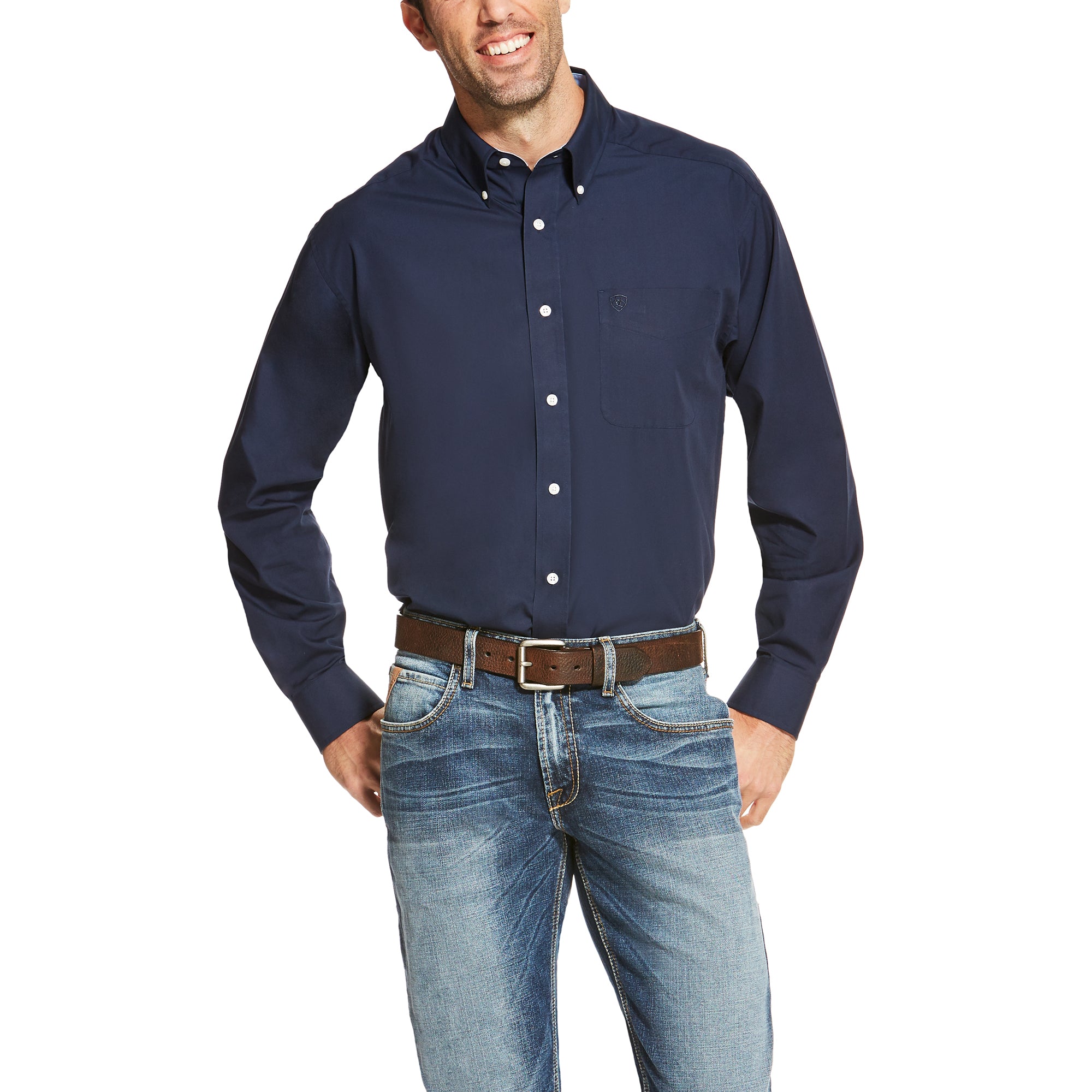 Ariat Wrinkle Free Navy Blue Long Sleeve Shirt
