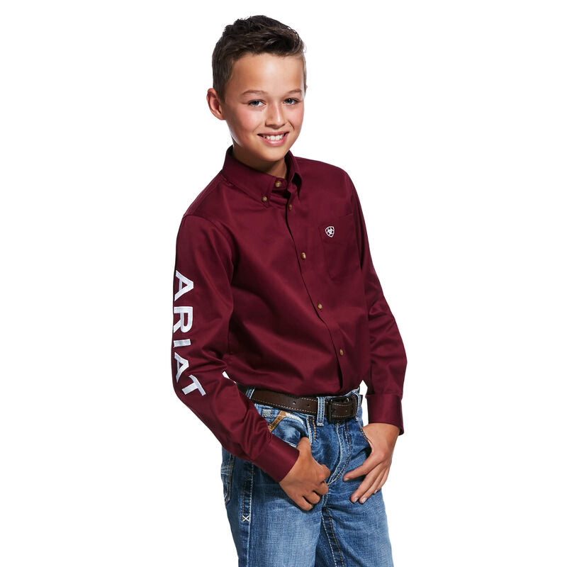 Ariat Kids Shirt Burgundy Long Sleeve