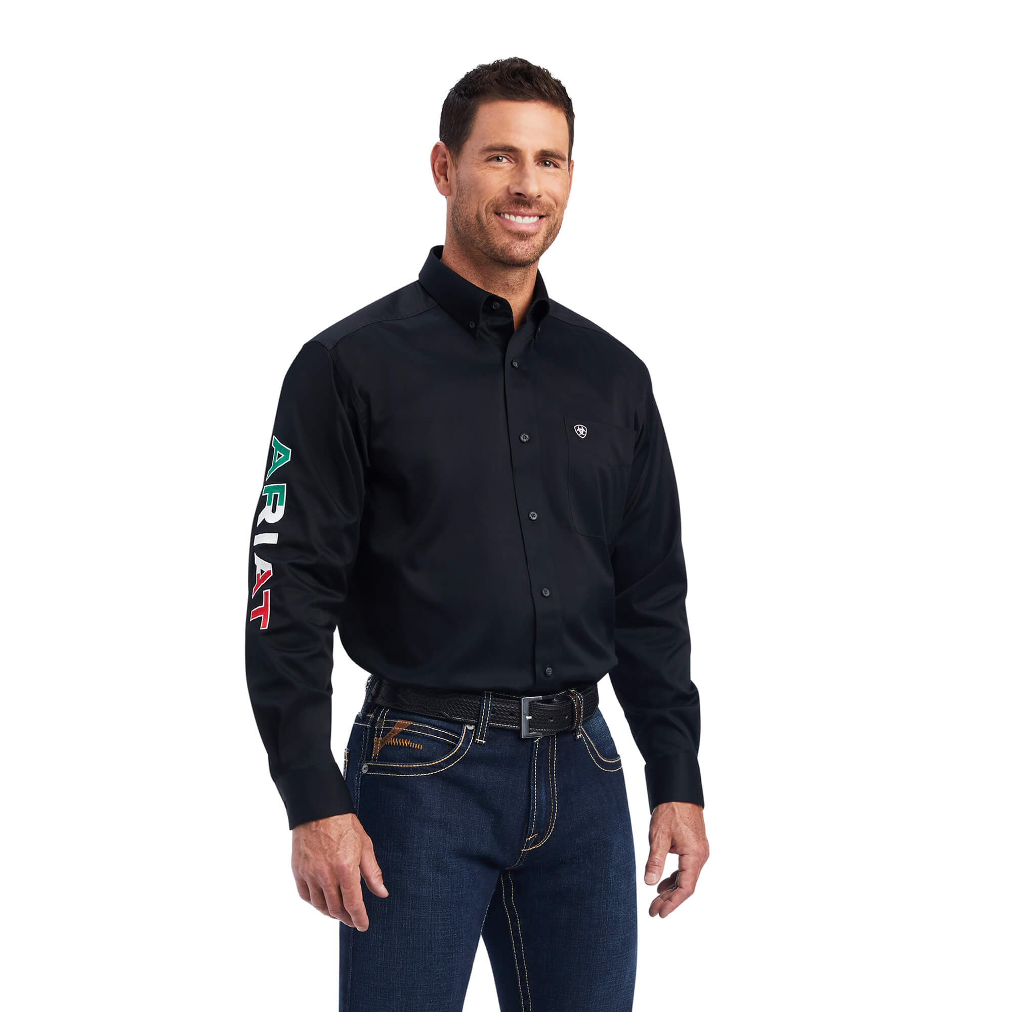 Ariat Men's Team Logo Twill Classic Fit Shirt Black Mexico Xs Ariat Men's Team Logo Twill Classic Fit Shirt Black Mexico Xs
