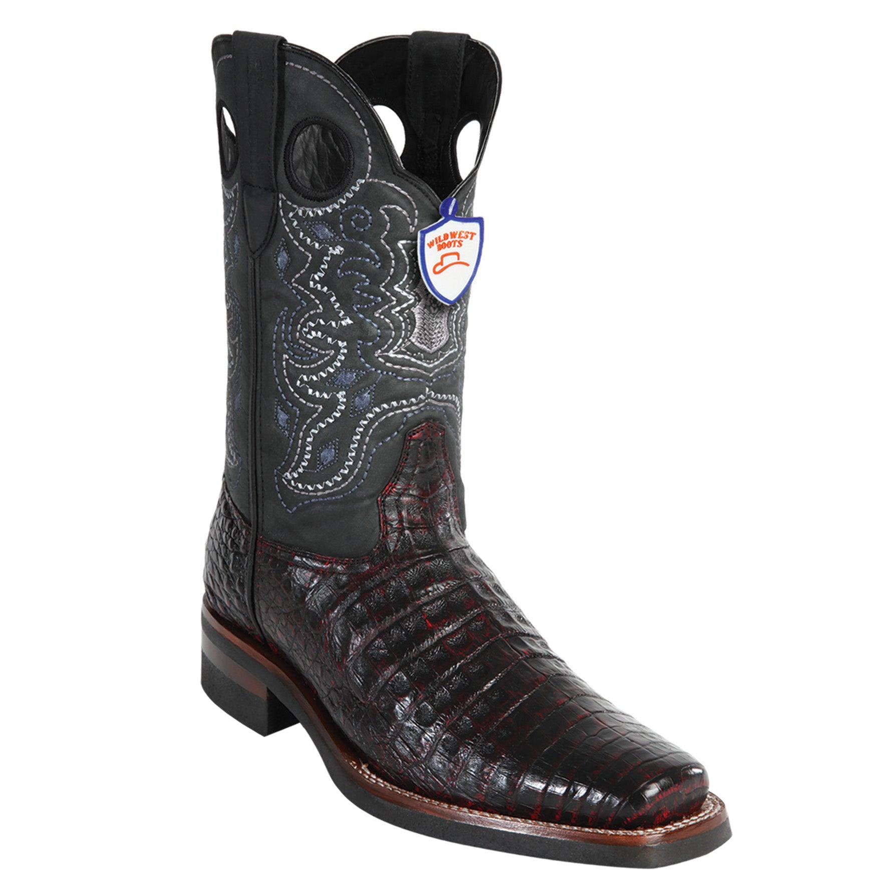 Black Cherry Caiman Square Toe Boot
