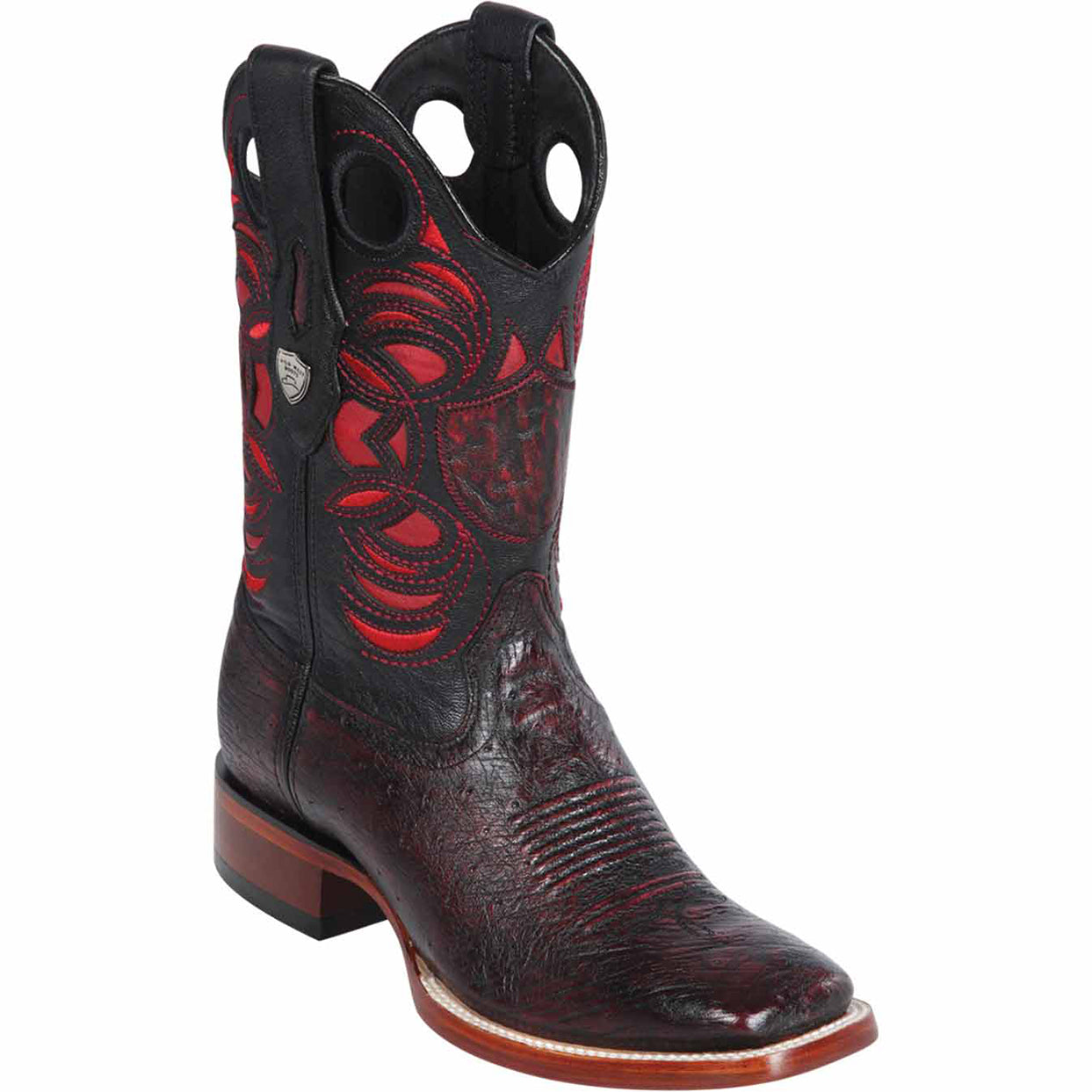 Black Cherry Ostrich Square Toe Boots | Wild West Boots