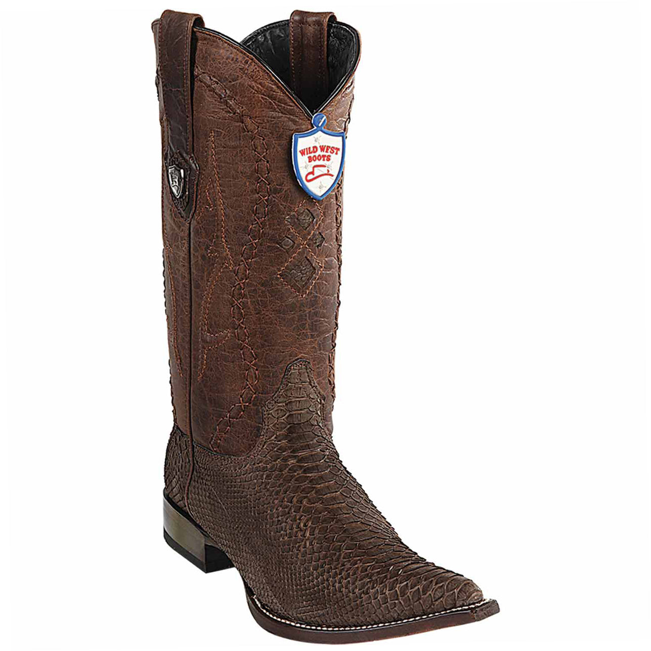 Brown Natural Python Snakeskin Cowboy Boots - Pointy Toe