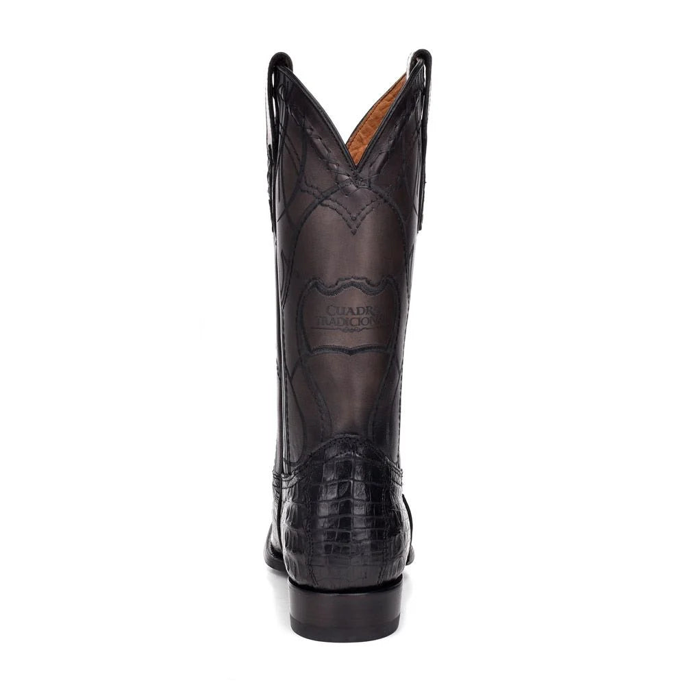 Cuadra black Caiman boot back view