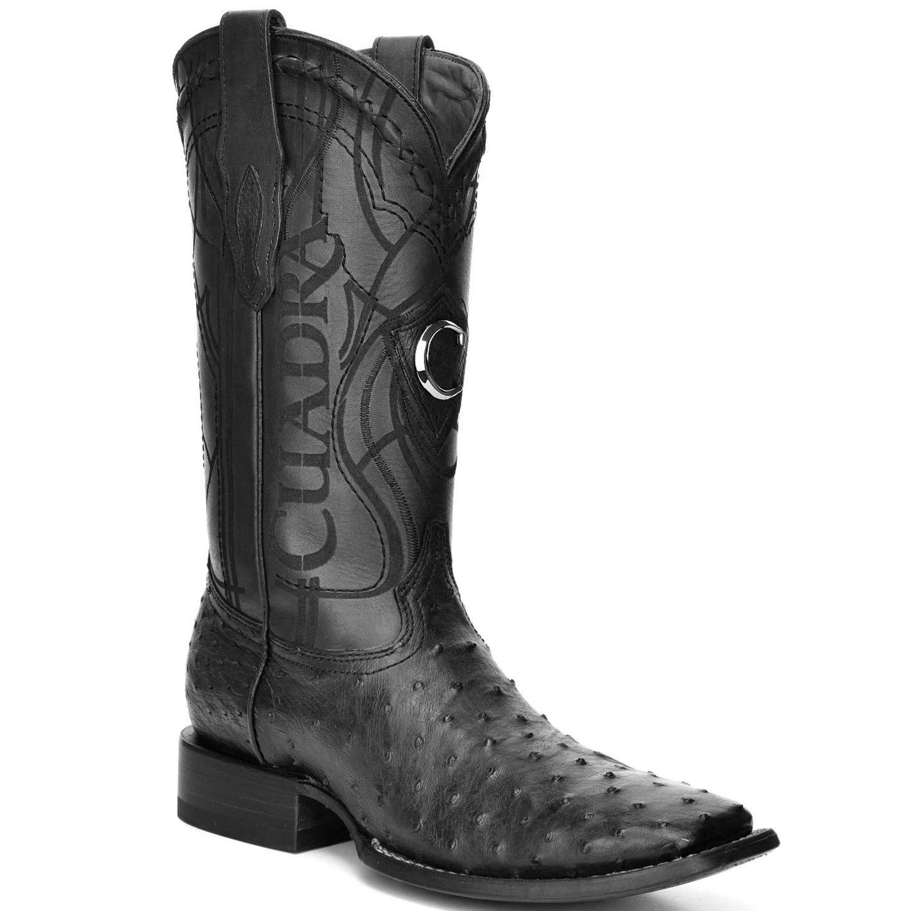Men's Cuadra Boots Black Ostrich Square Toe - 3Z1OA1