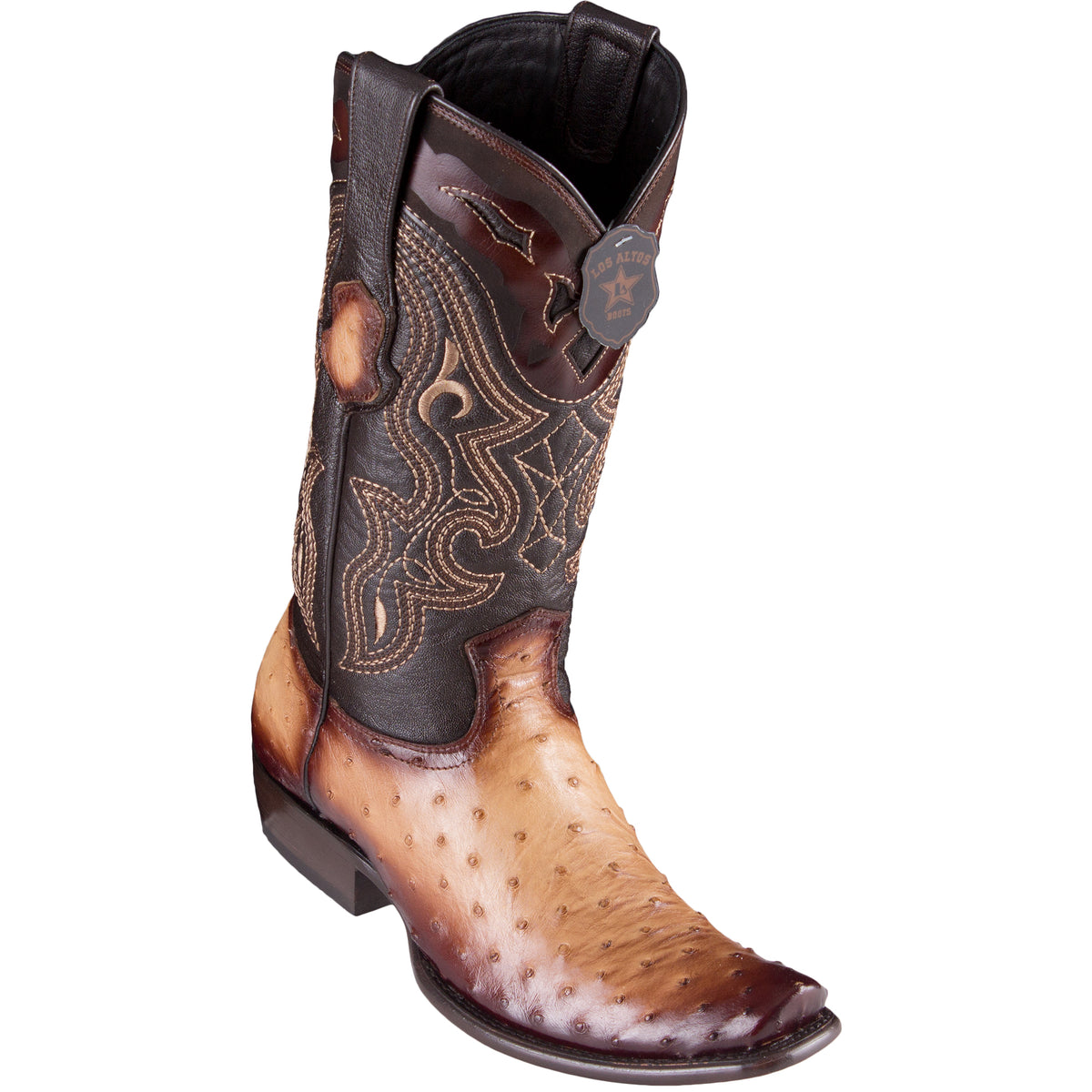 Ostrich Faded Oryx Cowboy Boots - H79 Semi Square Toe