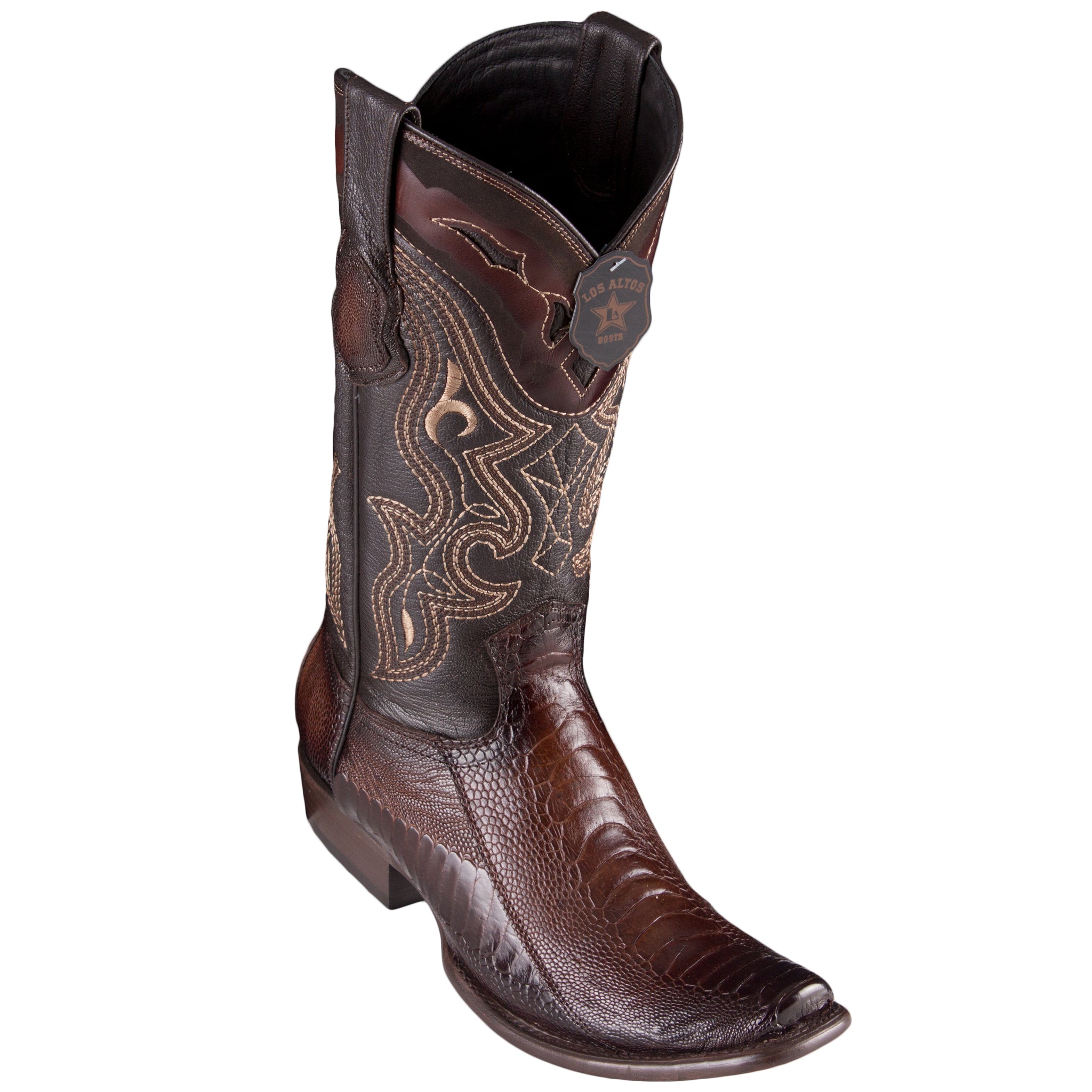 Mens Brown Ostrich Leg Skin Boots | Los Altos Boots