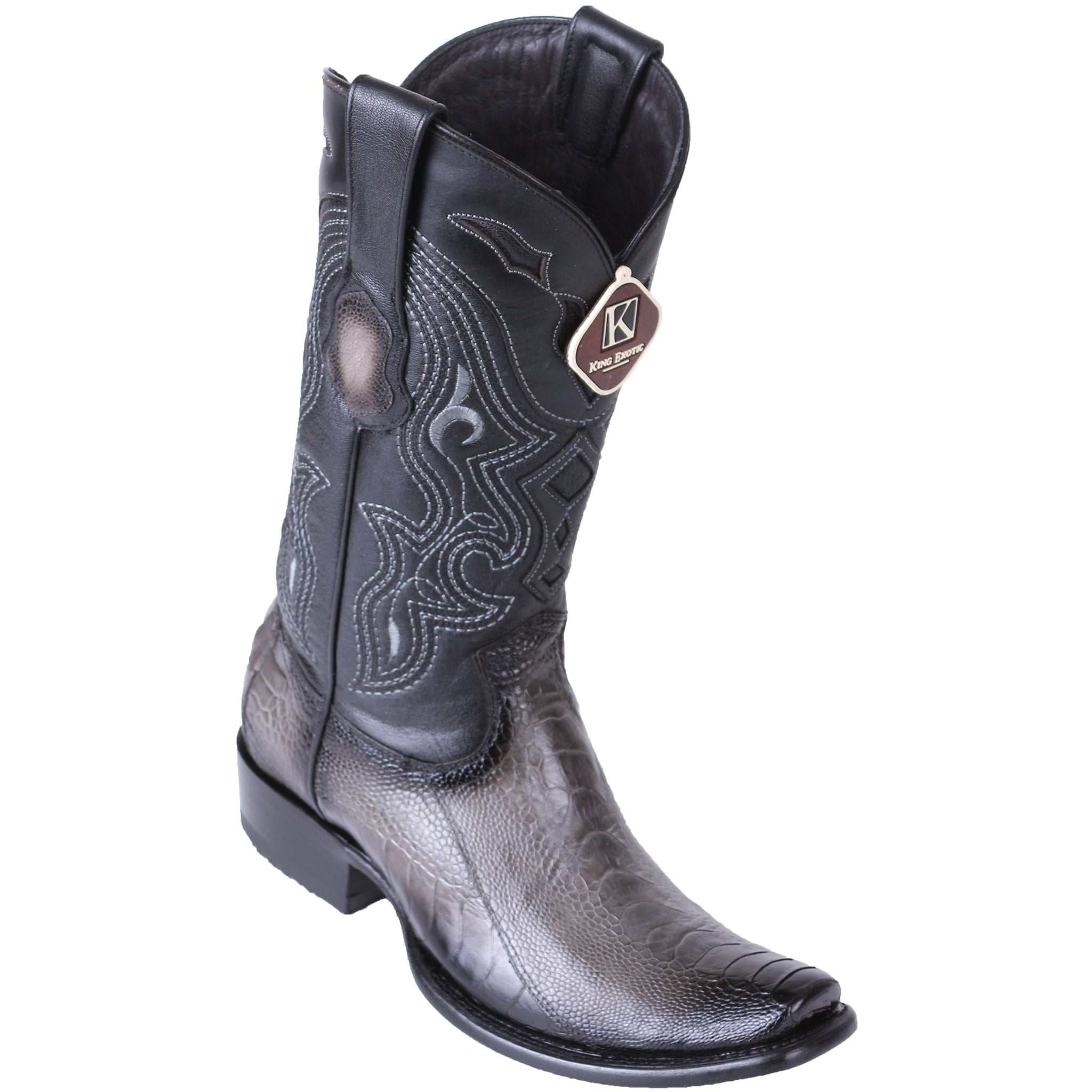 Grey Ostrich Cowboy Boots J-Toe main image 1