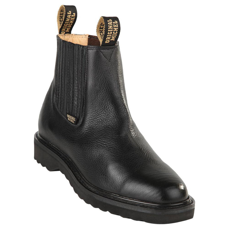 Original Michel Grisly Black Short Ankle Pull On Work Boot Soft Toe