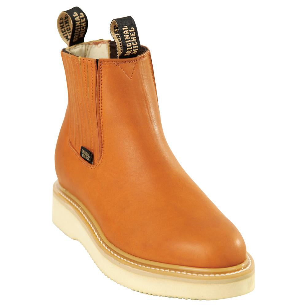 Short Ankle Pull On Work Boots Honey