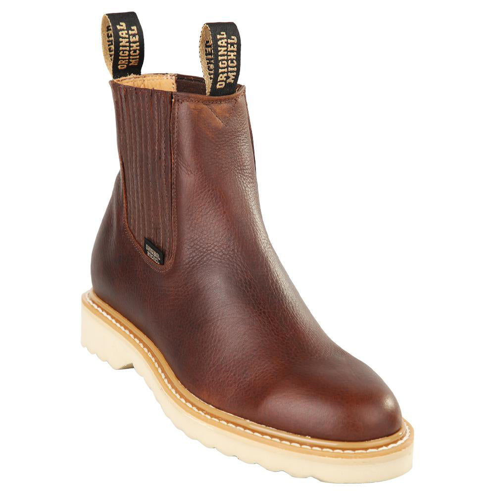 Grasso Brown Short Ankle Pull On Work Boots Soft Toe