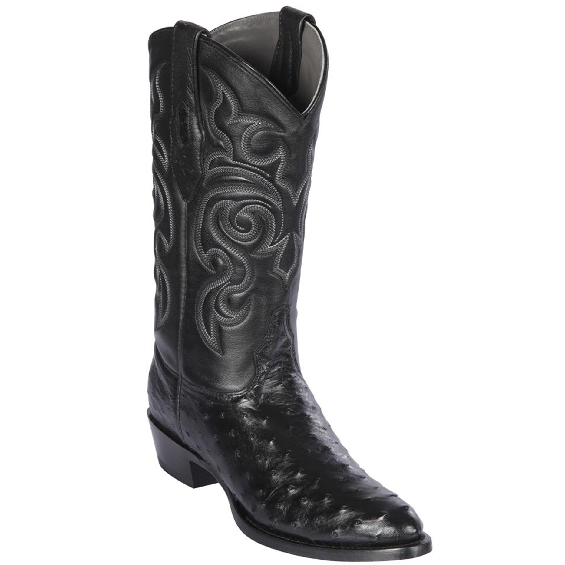 Black Ostrich Boots R-Toe | Los Altos Boots