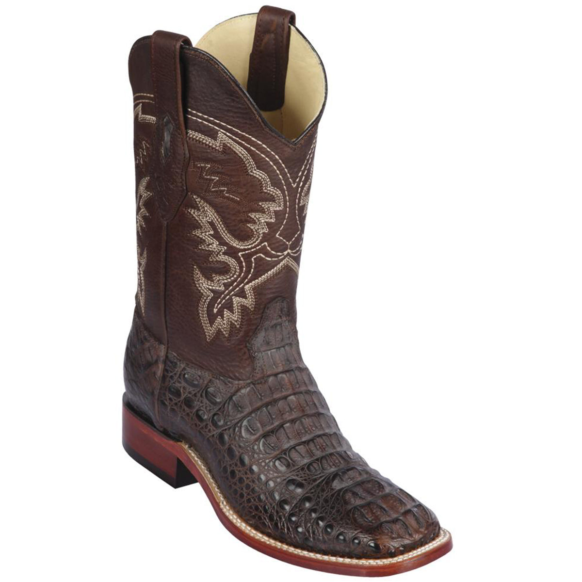 Brown Hornback Caiman Boots Square Toe | Los Altos Boots