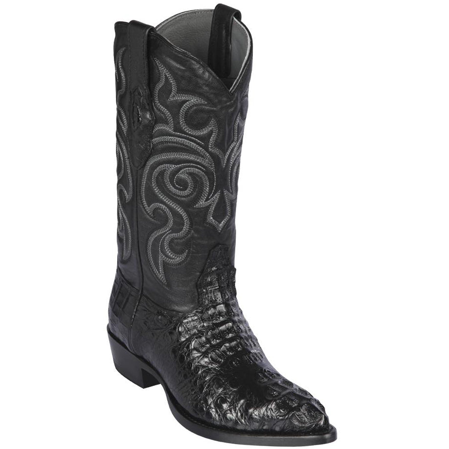 Black Hornback Caiman Boots - Square Toe