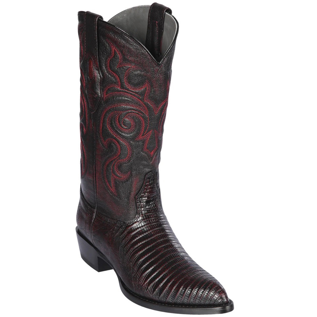 Los Altos Mens Black Cherry Lizard Boots J-Toe - Main Image