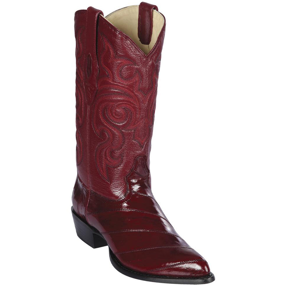 Los Altos Burgundy Genuine Eelskin Round Toe Boots main image 1