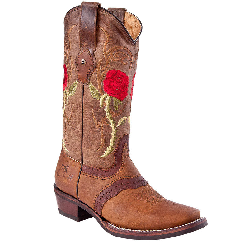 Tombstone Red Rose Cowgirl Boots Women's Square Toe
