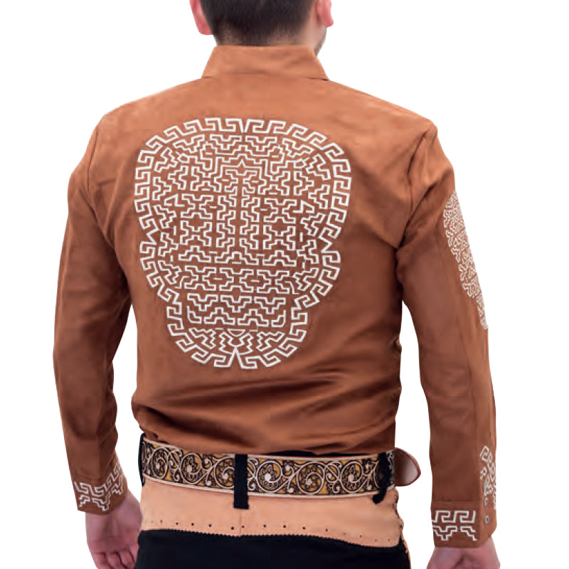 Mens El Dorado Charro Long Sleeve Shirt Beige back