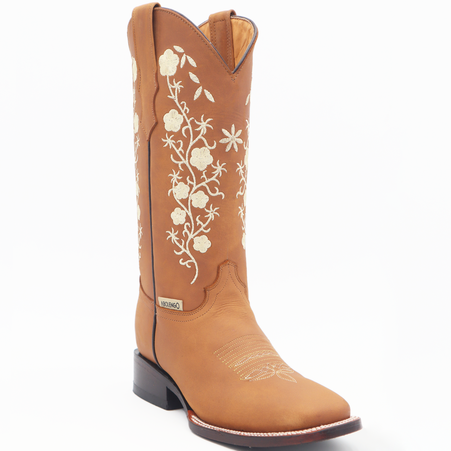 Light brown floral cowgirl boots