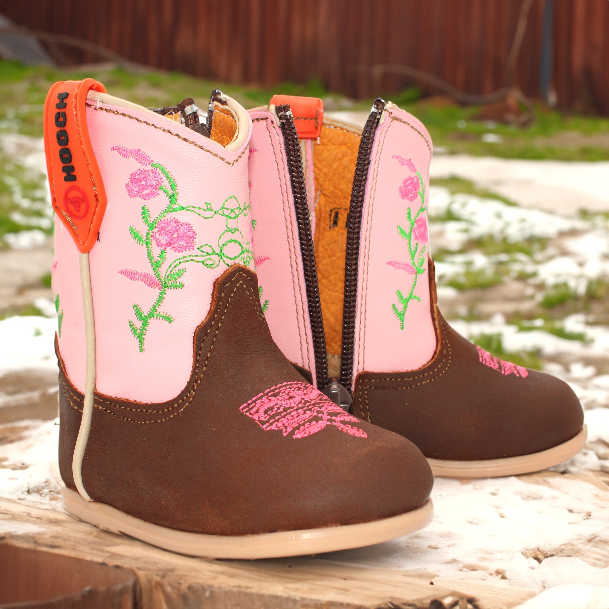 Pink Flower Baby Boot