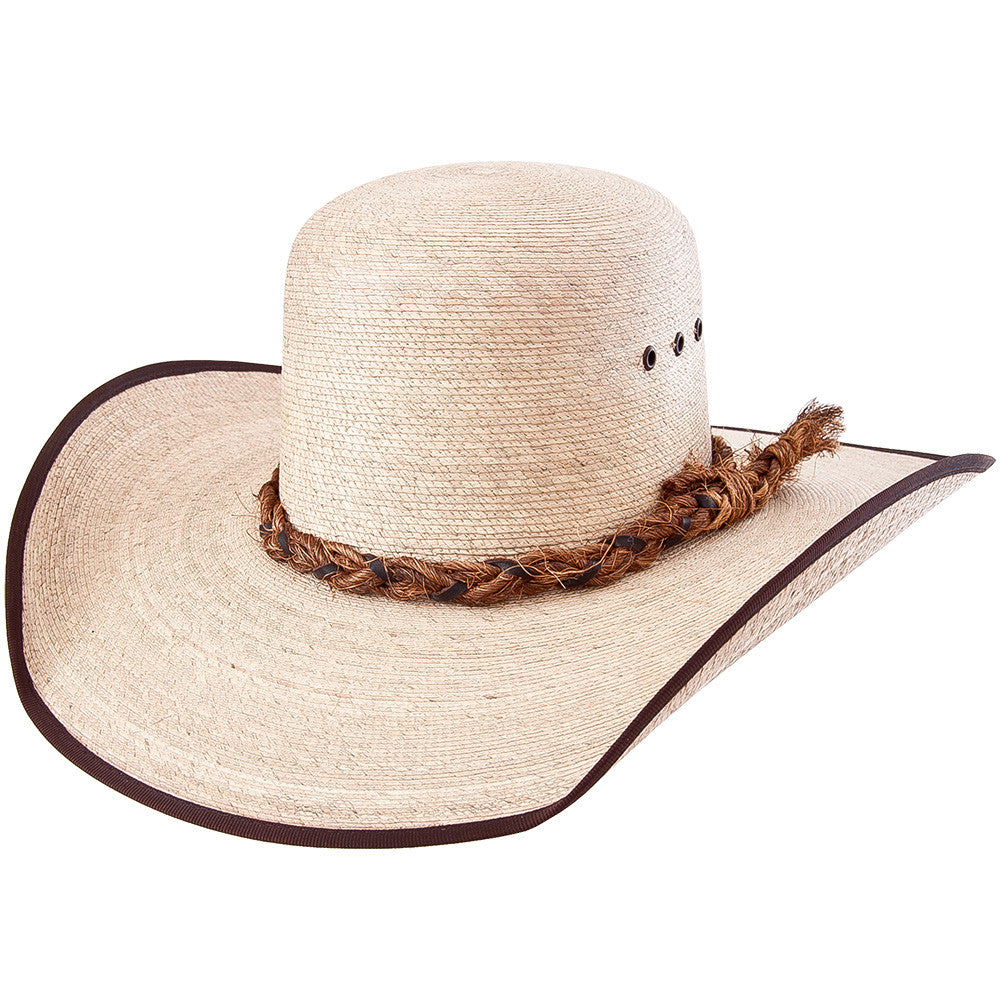 Natural Palm Leaf Open Crown Cowboy Hat