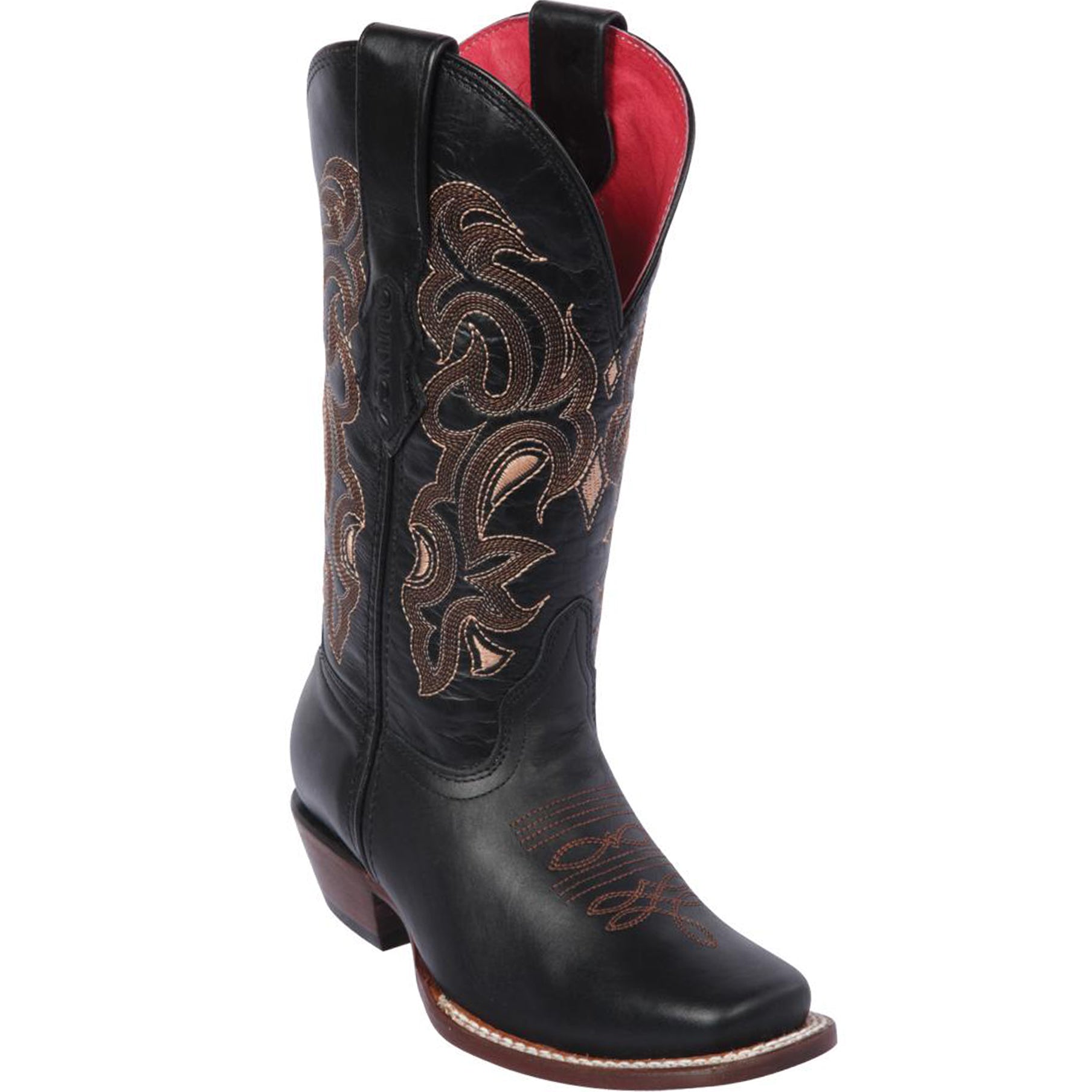 Quincy Black Square Toe Cowgirl Boots