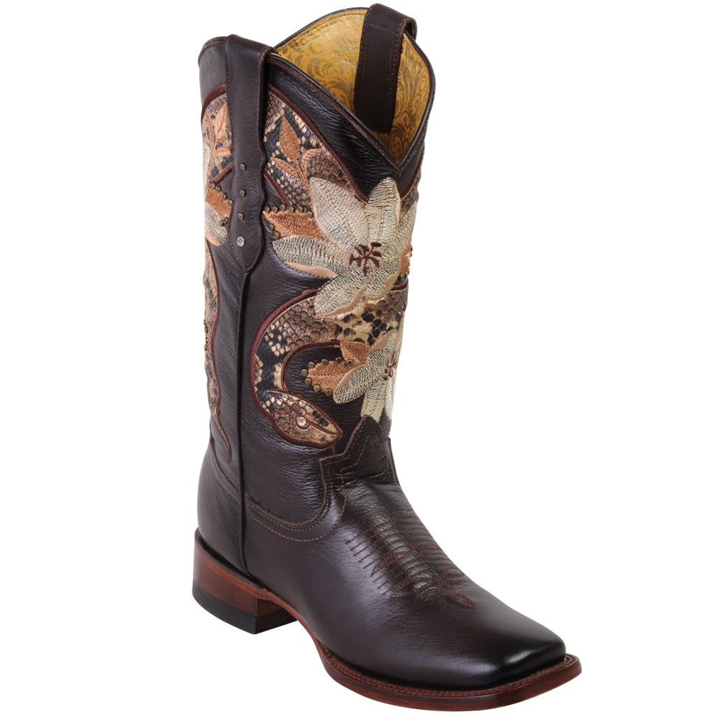 Quincy Botas Vaqueras Para Dama Víbora Bordada