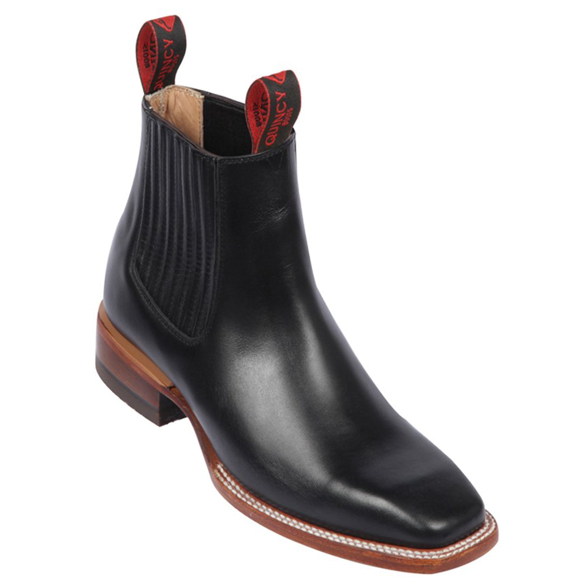 Mens Black Square Toe Ankle Boots