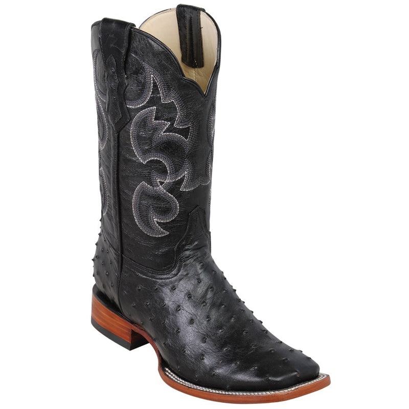 Black Ostrich Print Boot