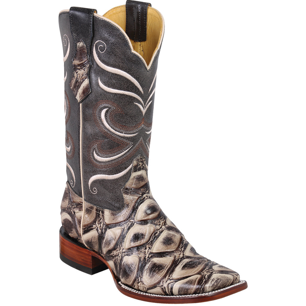 Printed Pirarucu square toe boot